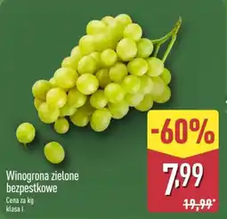 ALDI Winogrona zielone bezpestkowe oferta