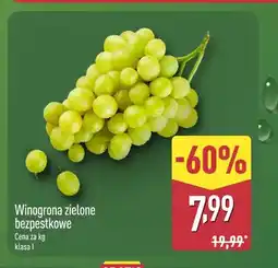 ALDI Winogrona zielone bezpestkowe oferta