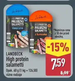 ALDI Paluszki salametti klasyczne Landbeck High Protein oferta