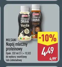 ALDI Napój mleczny proteinowy czekoladowy Milsani oferta