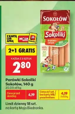 Biedronka Parówki drobiowo-cielęce Sokoliki Sokołów oferta
