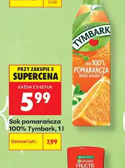 Biedronka Sok pomarańcza Tymbark 100% oferta