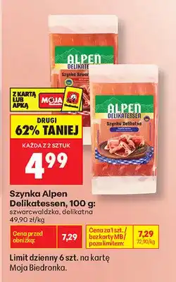 Biedronka Szynka delikatna Alpen Delikatessen oferta