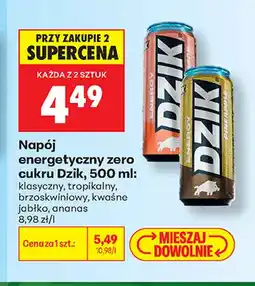 Biedronka Napój energetyczny zero cukru Dzik brzoskwiniowy oferta