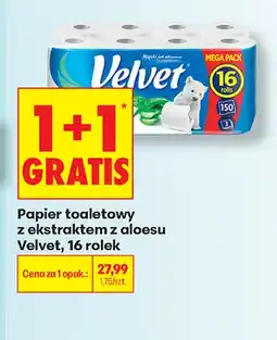 Biedronka Papier toaletowy z ekstraktem z aloesu Velvet 16-pak oferta