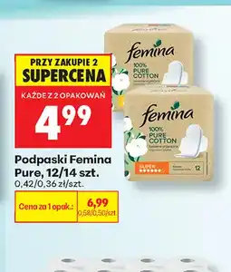 Biedronka Podpaski Femina Pure 12 szt oferta