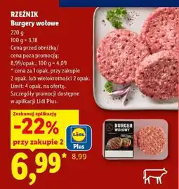 Lidl RZEŹNIK Burgery wołowe oferta