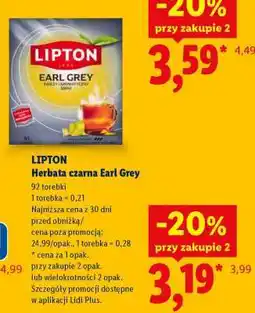 Lidl LIPTON Herbata czarna Earl Grey oferta