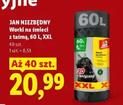 Lidl JAN NIEZBĘDNY Worki na śmieci z taśmą, 60 L, XXL oferta