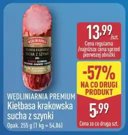 ALDI WĘDLINIARNIA PREMIUM Kiełbasa krakowska sucha z szynki oferta