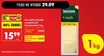 Biedronka Ser żółty Gouda w plastrach Światowid oferta