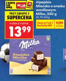 Biedronka Alpejskie Mleczko o smaku waniliowym Milka oferta
