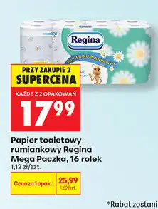 Biedronka Papier toaletowy rumiankowy Regina Mega Paczka, 16 rolek oferta