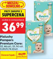 Biedronka Pieluchy Pampers Premium Care: S2, 46 szt. S1, 50 szt oferta