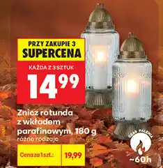 Biedronka Znicz rotunda z wkładem parafinowym oferta
