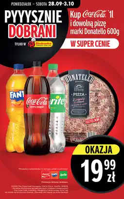 Biedronka Zestaw: dowolna pizza Donatello 600g i napój gazowany Coca-Cola, Fanta lub Sprite 1l oferta