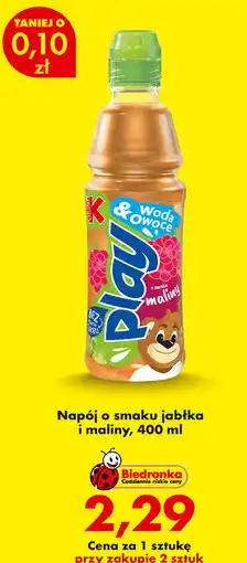 Biedronka Napój Kubuś Play & Woda o smaku jabłka i maliny oferta