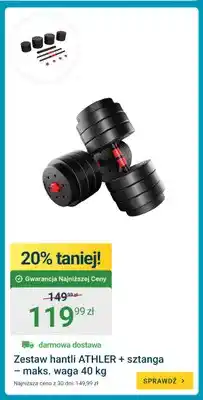 ERLI Zestaw hantli Athler + sztanga maks. waga 40 kg oferta