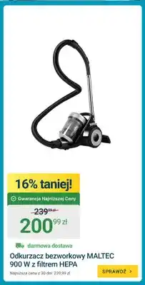 ERLI Odkurzacz bezworkowy Maltec z filtrem Hepa oferta