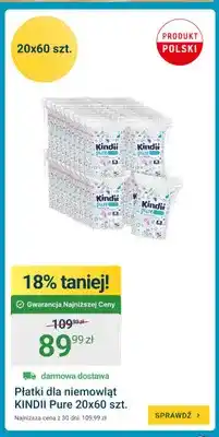 ERLI Płatki dla niemowląt Kindii Pure 20-pak 60 szt oferta