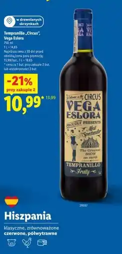 Lidl Tempranillo „Circus”, Vega Eslora oferta