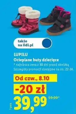 Lidl LUPILU Ocieplane buty dziecięce oferta