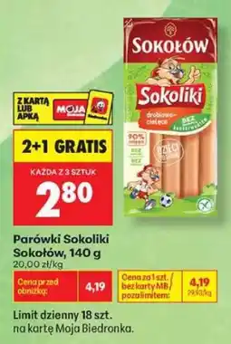 Biedronka Parówki Sokoliki Sokołów, 140 g oferta