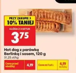 Biedronka Hot dog z parówką Berlinką i sosem , 120 g oferta