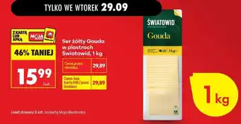 Biedronka Ser żółty Gouda w plastrach światowid , 1 kg oferta
