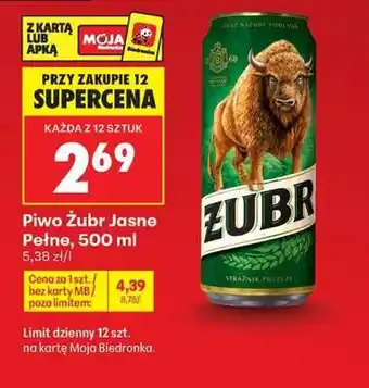 Biedronka Piwo Żubr Jasne Pełne, 500 ml oferta