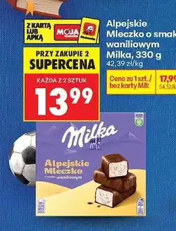 Biedronka Alpejskie Mleczko o smaku waniliowym Milka 330 g oferta