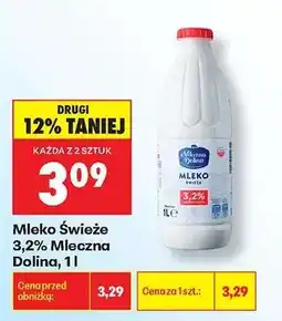 Biedronka Mleko Świeże 3,2% Mleczna Dolina, 1l oferta