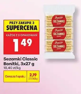 Biedronka Sezamki Classic Bonitki 3x27 g oferta