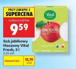 Biedronka Sok jabłkowy tłoczony Vital Fresh, 3 l oferta