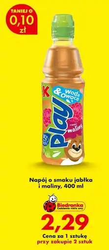 Biedronka Woda & Owoce Play o smaku maliny oferta