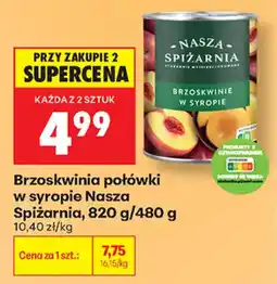 Biedronka Brzoskwinia połówki w syropie Nasza Spiżarnia oferta
