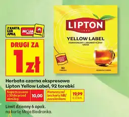Biedronka Herbata czarna ekspressowa Lipton Yellow Label oferta