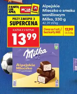 Biedronka Milka Alpejskie Mleczko o smaku waniliowym oferta