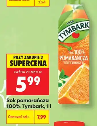 Biedronka Sok pomarańcza 100% Tymbark oferta