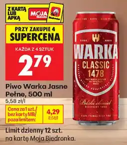 Biedronka Piwo Warka Jasne Pełne oferta