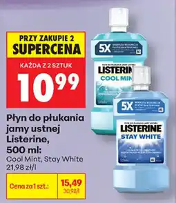 Biedronka Płyn do płukania jamy ustnej Listerine, Cool Mint, Stay White oferta