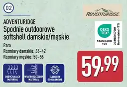 ALDI Adventuridge Spodnie outdoorowe softshell damskie/męskie oferta