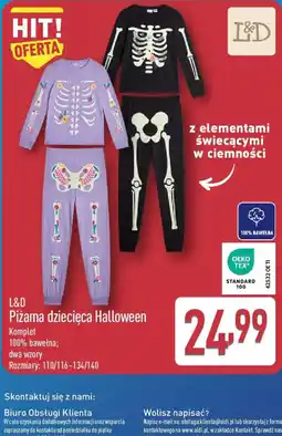 ALDI Pizama dziecięca Halloween L&D oferta