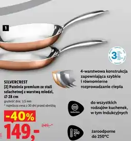 Lidl Patelnia premium ze stali szlachetnej z warstwą miedzi 28 cm Silvercrest oferta