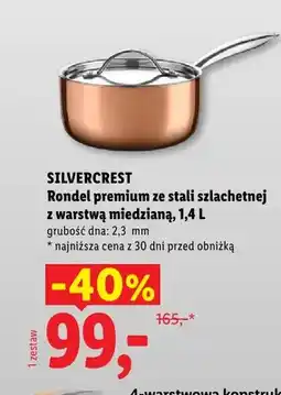 Lidl Rondel premium ze stali szlachetnej z warstwą miedzianą 1,4 l Silvercrest oferta