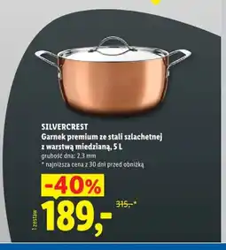 Lidl Garnek premium ze stali szlachetnej z warstwą miedzianą 5 l Silvercrest oferta