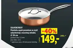 Lidl Patelnia sauté premium ze stali szlachetnej z warstwą miedzi 24 cm Silvercrest oferta