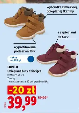 Lidl Ocieplane buty dziecięce Lupilu oferta