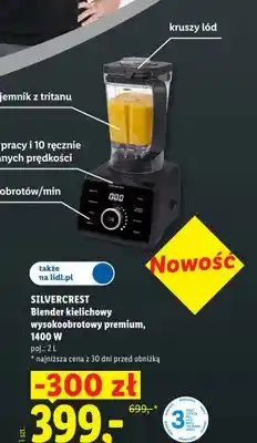 Lidl Blender kielichowy wysokoobrotowy premium 2 l Silvercrest oferta