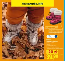 Lidl Śniegowce dziecięce Lupilu oferta